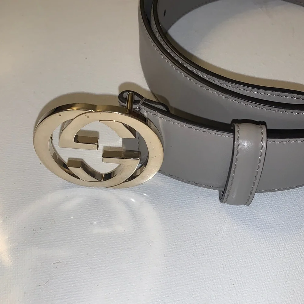 Gucci leather belt interlocking GG